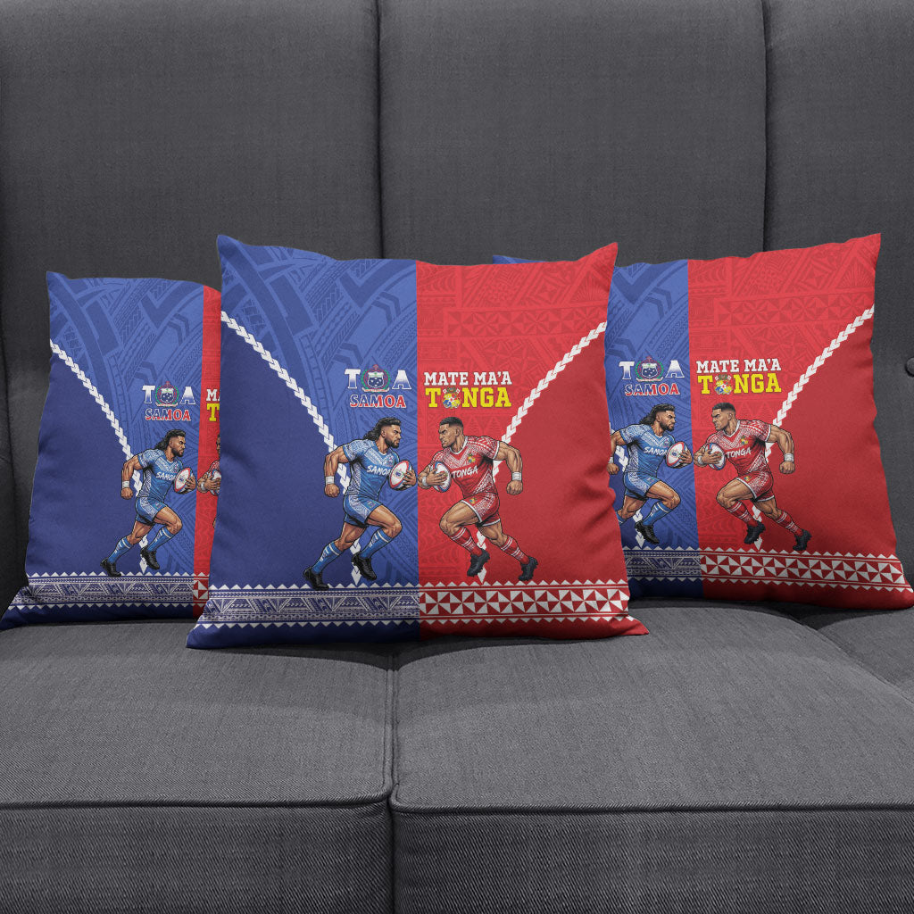 Toa Samoa Mate Ma'a Tonga Rugby Together Pillow Cover LT14 - Polynesian Pride