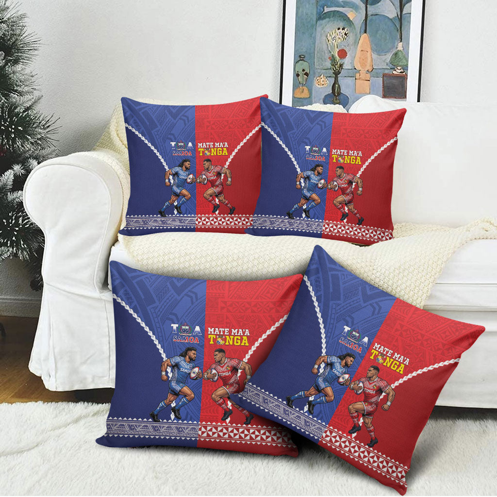 Toa Samoa Mate Ma'a Tonga Rugby Together Pillow Cover LT14 - Polynesian Pride