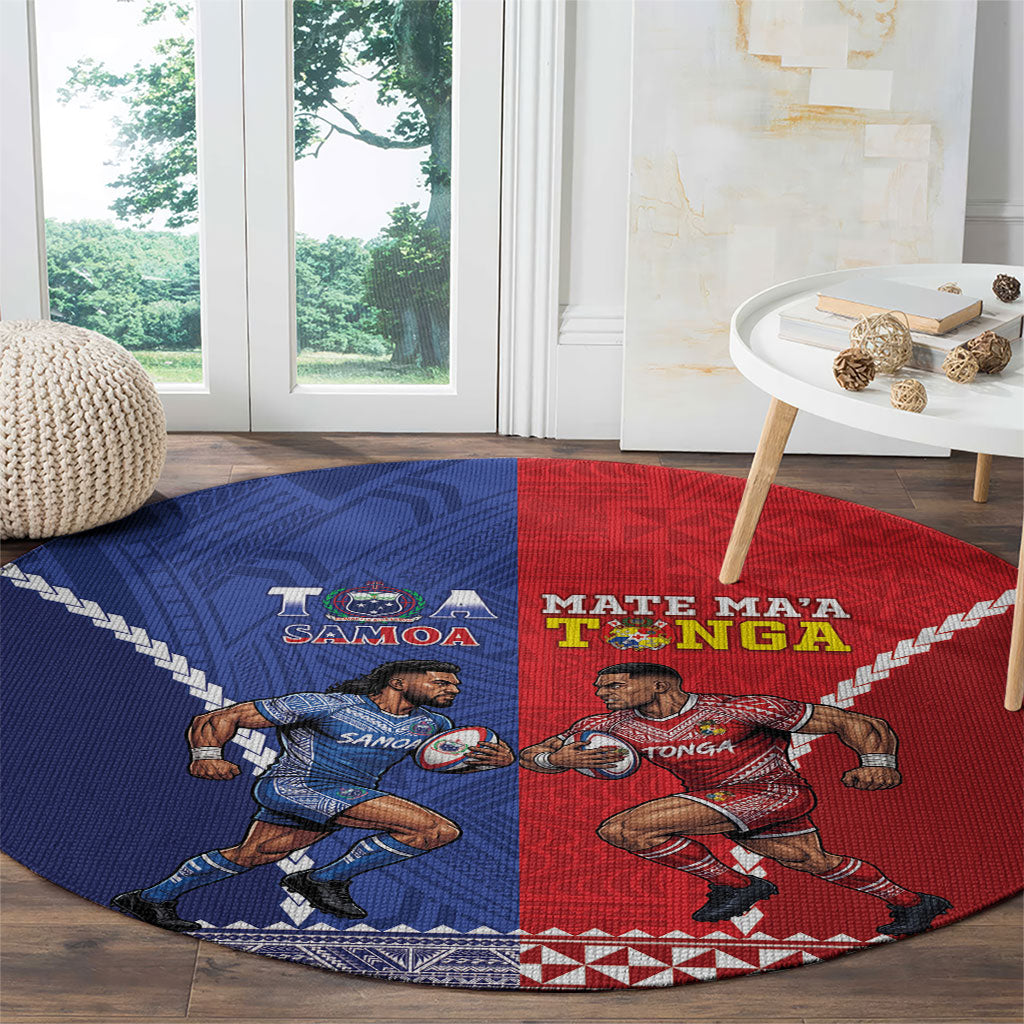 Toa Samoa Mate Ma'a Tonga Rugby Together Round Carpet LT14 - Polynesian Pride
