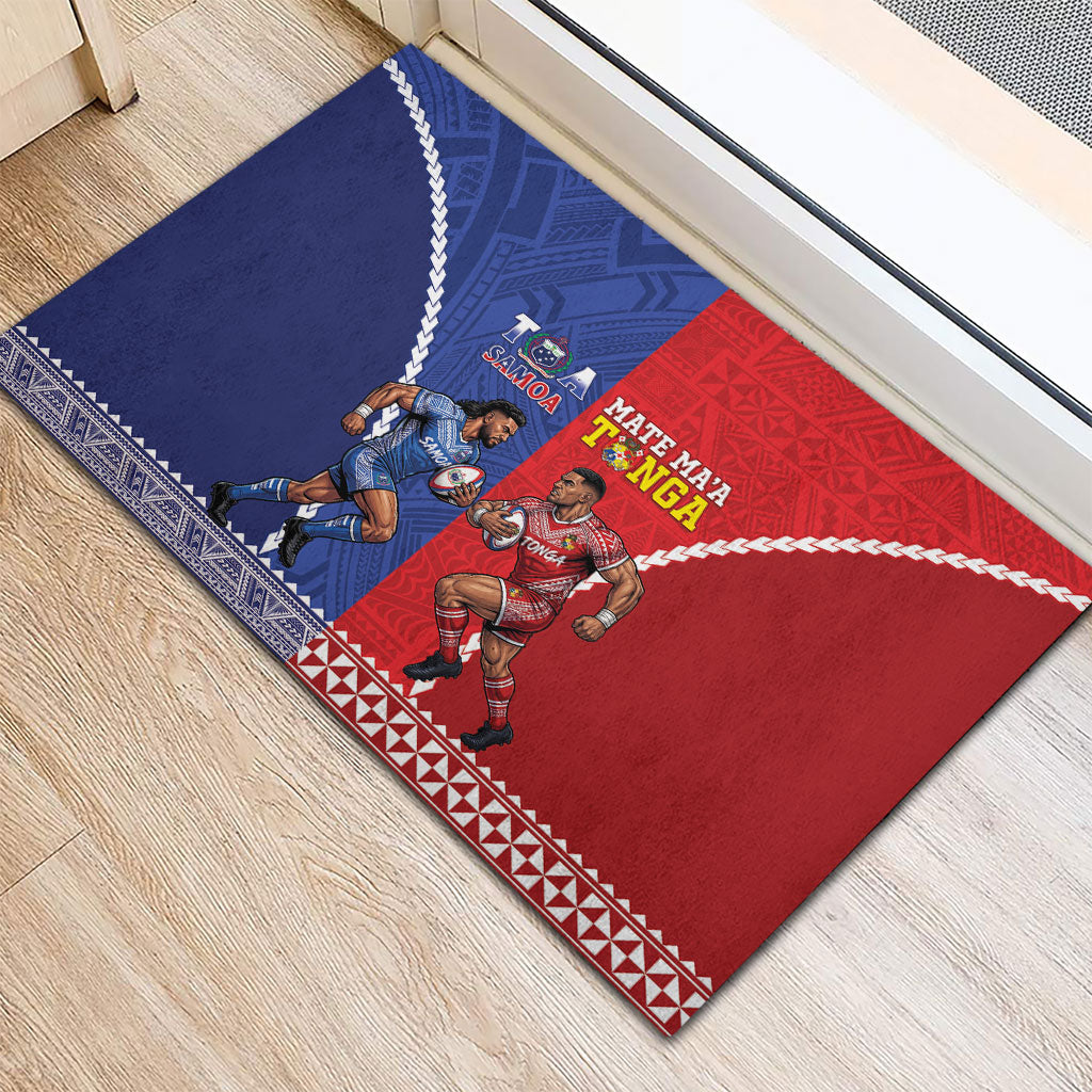 Toa Samoa Mate Ma'a Tonga Rugby Together Rubber Doormat LT14 - Polynesian Pride