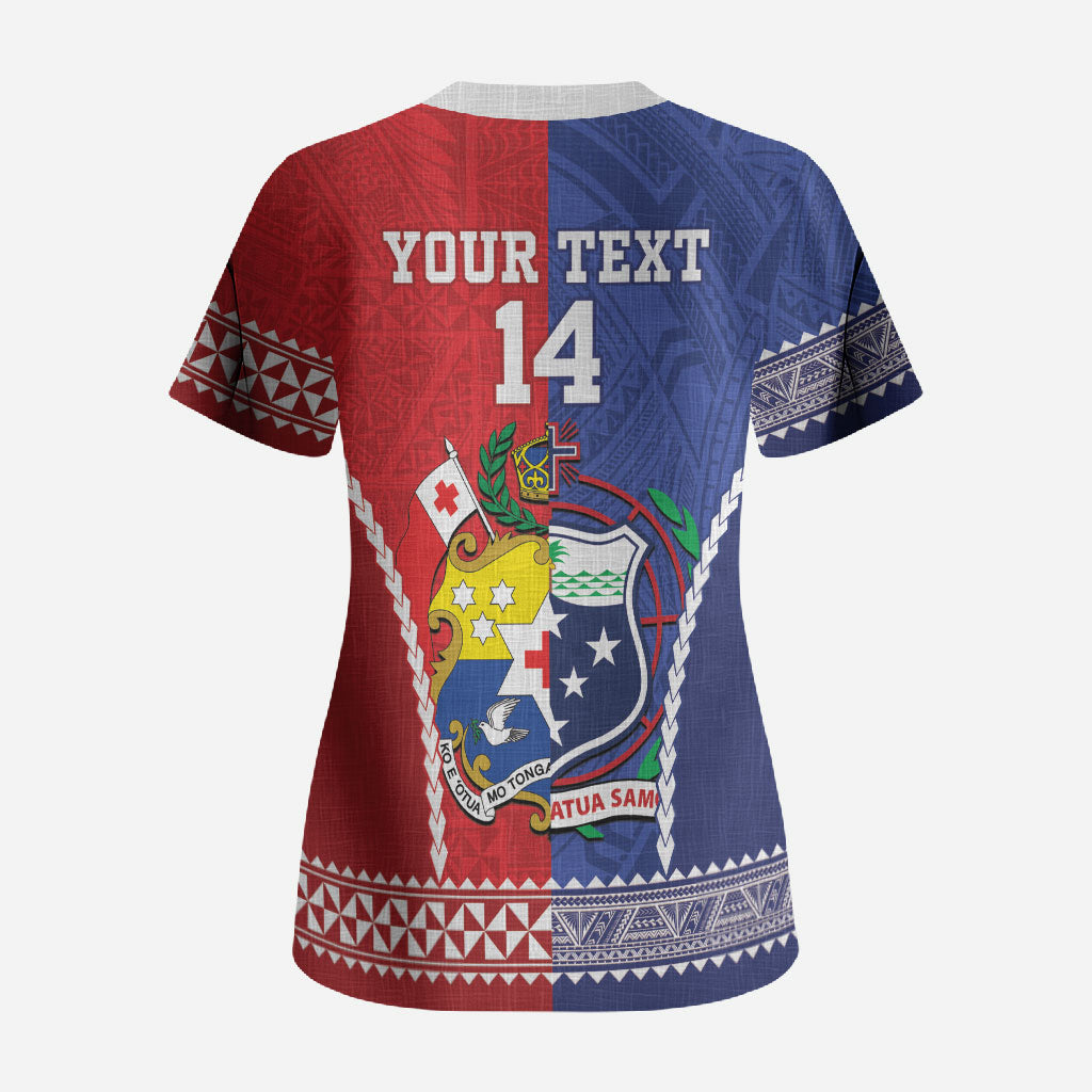 Toa Samoa Mate Ma'a Tonga Rugby Together Custom Scrub Top LT14 - Polynesian Pride