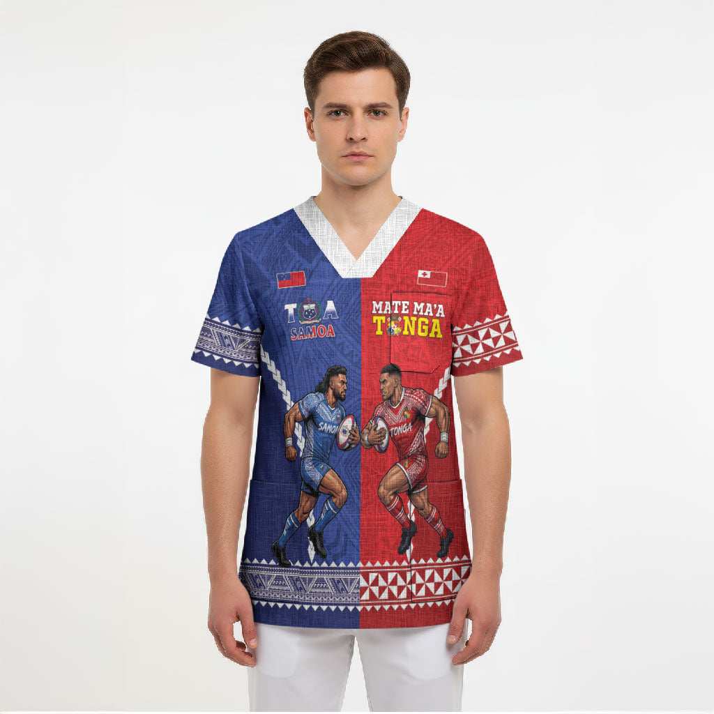 Toa Samoa Mate Ma'a Tonga Rugby Together Custom Scrub Top LT14 - Polynesian Pride