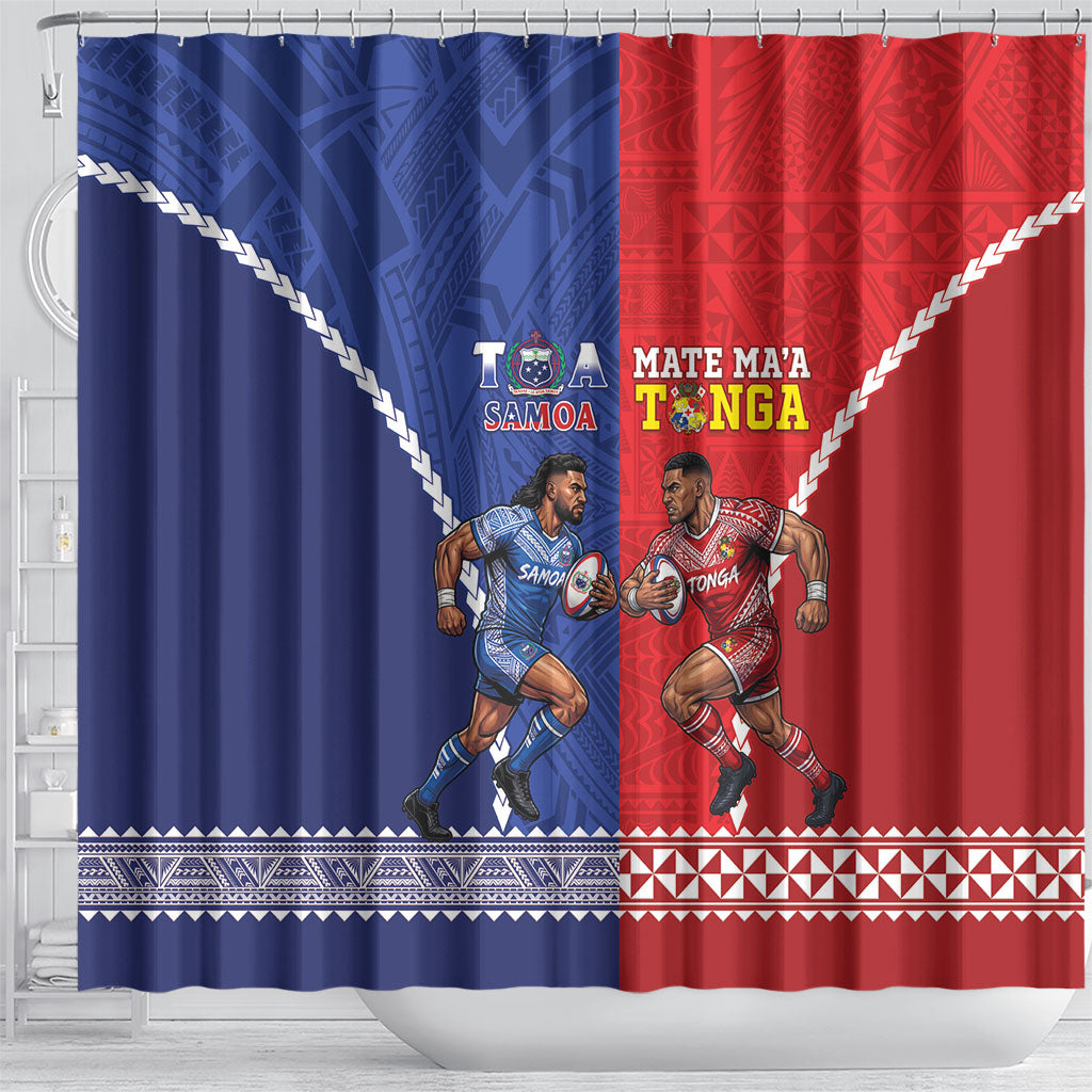 Toa Samoa Mate Ma'a Tonga Rugby Together Shower Curtain LT14 - Polynesian Pride