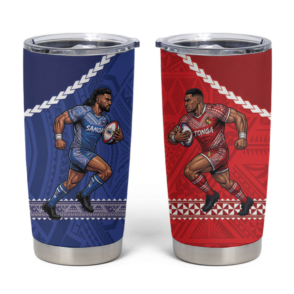 Toa Samoa Mate Ma'a Tonga Rugby Together Tumbler Cup LT14 Multicolor - Polynesian Pride