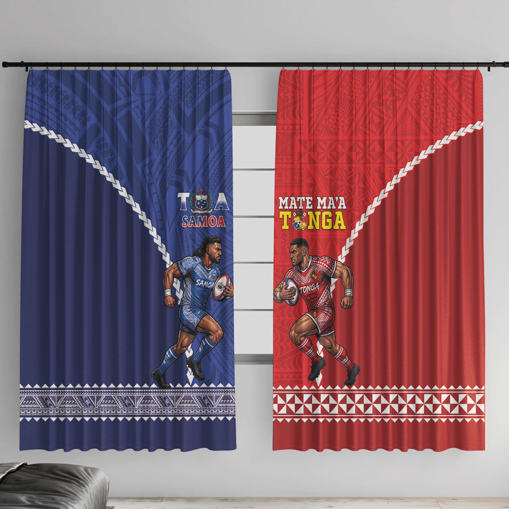 Toa Samoa Mate Ma'a Tonga Rugby Together Window Curtain LT14 With Hooks Multicolor - Polynesian Pride