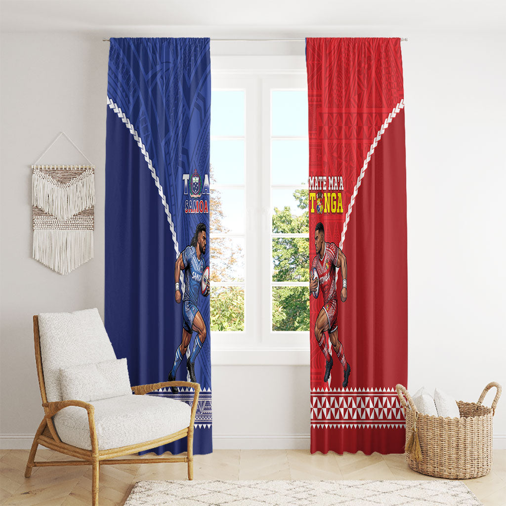 Toa Samoa Mate Ma'a Tonga Rugby Together Window Curtain LT14 - Polynesian Pride