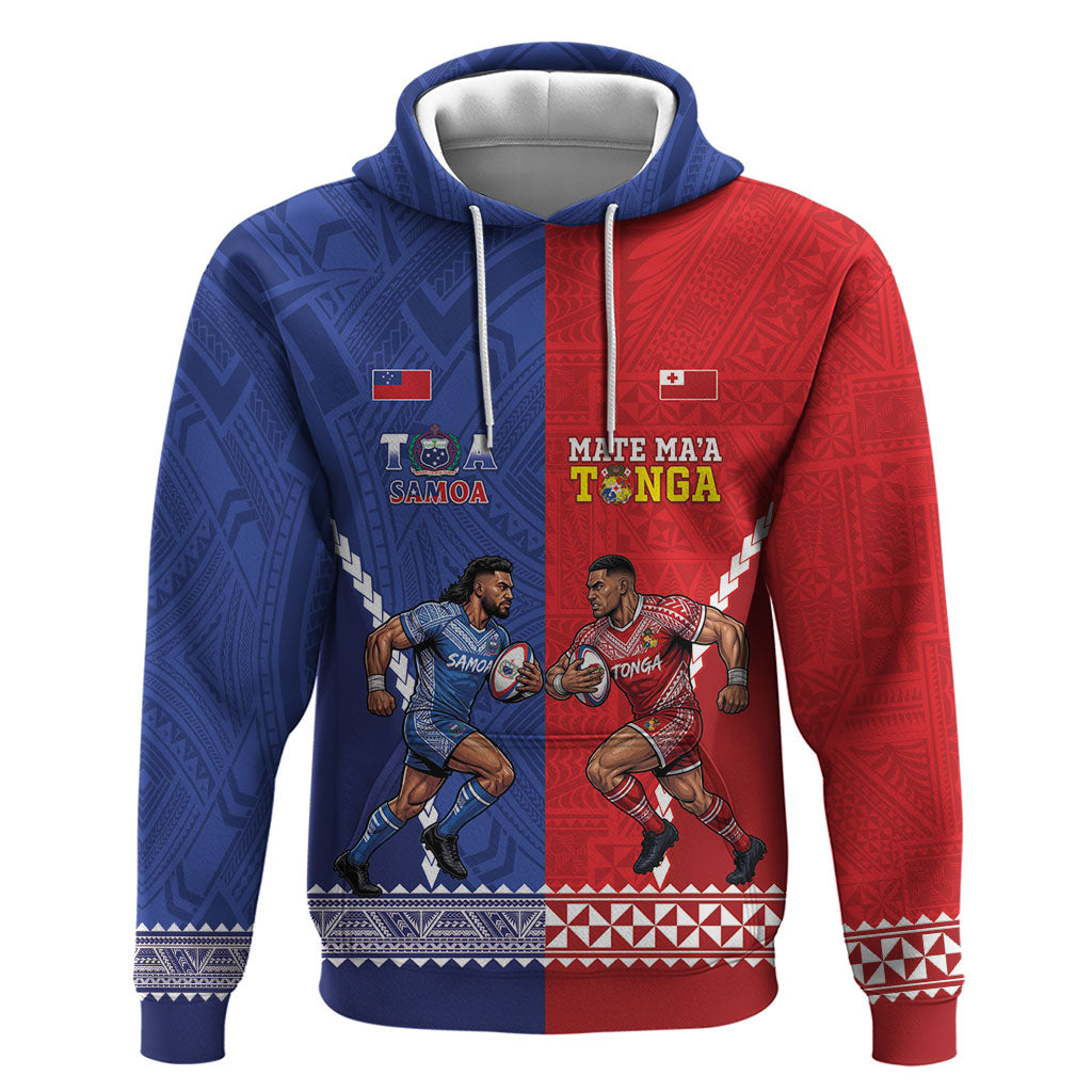 Toa Samoa Mate Ma'a Tonga Rugby Together Custom Zip Hoodie LT14 Pullover Hoodie Multicolor - Polynesian Pride