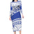 Personalised Samoa St Josephs College Long Sleeve Bodycon Dress Marist Brothers Samoan Pattern LT14 Long Dress Blue - Polynesian Pride