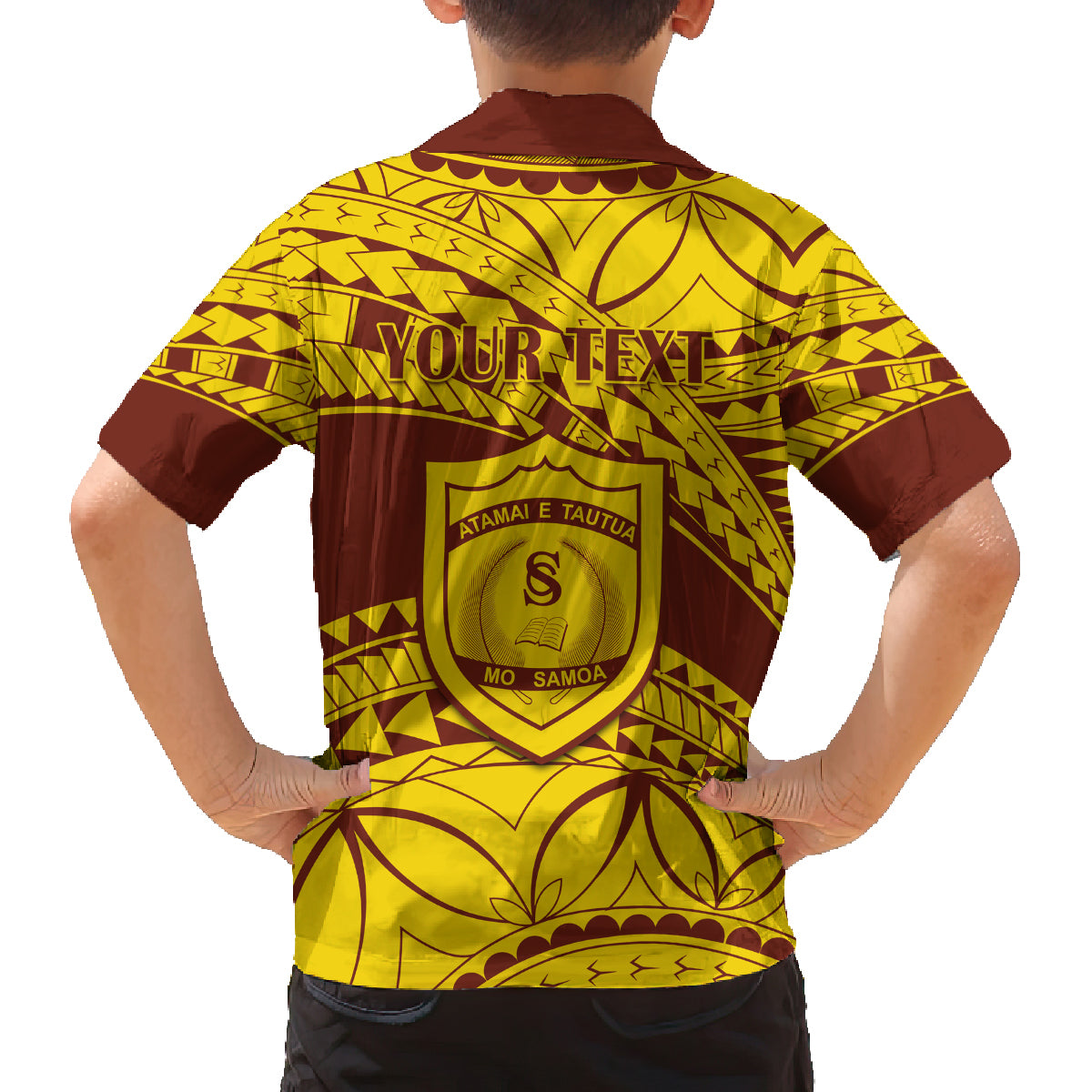 Personalised Samoa College Family Matching Long Sleeve Bodycon Dress and Hawaiian Shirt Samoan Pattern LT14 - Polynesian Pride