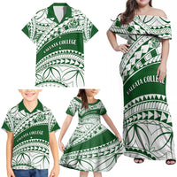Personalised Samoa Faleata College Family Matching Off Shoulder Maxi Dress and Hawaiian Shirt Samoan Pattern LT14 - Polynesian Pride