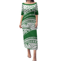 Personalised Samoa Faleata College Puletasi Samoan Pattern LT14 Long Dress Green - Polynesian Pride