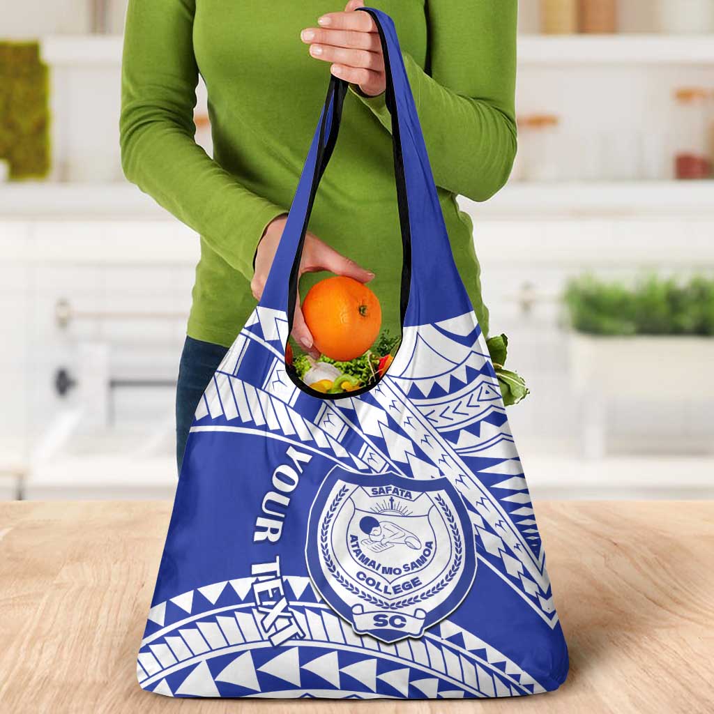 Personalised Samoa Safata College Grocery Bag Samoan Pattern