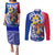 Personalised Philippines Couples Matching Puletasi Dress and Long Sleeve Button Shirt Filipino Sarimanok With Polynesian Tattoo LT14 Blue - Polynesian Pride