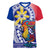 Personalised Philippines Women V Neck T Shirt Filipino Sarimanok With Polynesian Tattoo LT14 Female Blue - Polynesian Pride