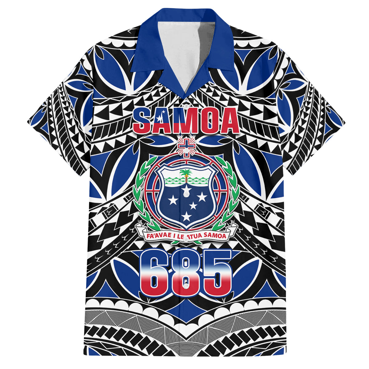 Samoa 685 Family Matching Summer Maxi Dress and Hawaiian Shirt Samoan Coat Of Arms Simple Style LT14 Dad's Shirt - Short Sleeve Blue - Polynesian Pride