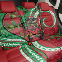 Mele Kalikimaka Hawaii Back Car Seat Cover Mongoose Santa With Ohia Lehua LT14 - Polynesian Pride