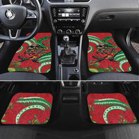 Mele Kalikimaka Hawaii Car Mats Mongoose Santa With Ohia Lehua LT14 Set 4pcs Red - Polynesian Pride