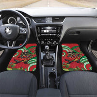 Mele Kalikimaka Hawaii Car Mats Mongoose Santa With Ohia Lehua LT14 Set 2pcs - Front Red - Polynesian Pride