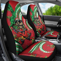 Mele Kalikimaka Hawaii Car Seat Cover Mongoose Santa With Ohia Lehua LT14 - Polynesian Pride