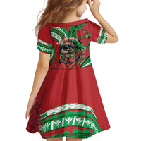Mele Kalikimaka Hawaii Family Matching Off The Shoulder Long Sleeve Dress and Hawaiian Shirt Mongoose Santa With Ohia Lehua LT14 - Polynesian Pride
