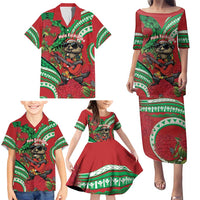 Mele Kalikimaka Hawaii Family Matching Puletasi and Hawaiian Shirt Mongoose Santa With Ohia Lehua LT14 - Polynesian Pride