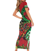 Mele Kalikimaka Hawaii Family Matching Short Sleeve Bodycon Dress and Hawaiian Shirt Mongoose Santa With Ohia Lehua LT14 - Polynesian Pride