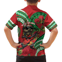 Mele Kalikimaka Hawaii Family Matching Tank Maxi Dress and Hawaiian Shirt Mongoose Santa With Ohia Lehua LT14 - Polynesian Pride