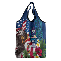 United States And Samoa Grocery Bag USA Flag Eagle Mix Samoan Coat Of Arms
