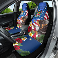 United States And Fiji Car Seat Cover USA Flag Eagle Mix Fijian Coat Of Arms Tapa Pattern LT14 - Polynesian Pride