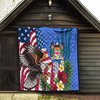 United States And Fiji Quilt USA Flag Eagle Mix Fijian Coat Of Arms Tapa Pattern LT14 - Polynesian Pride