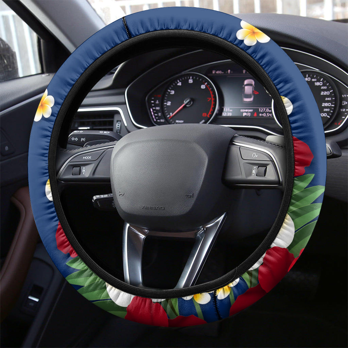 United States And Fiji Steering Wheel Cover USA Flag Eagle Mix Fijian Coat Of Arms Tapa Pattern LT14 - Polynesian Pride