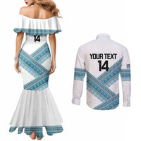 Custom Fiji Tapa Rugby 2025 Couples Matching Mermaid Dress and Long Sleeve Button Shirt Go Champions Fijiana LT14 - Polynesian Pride