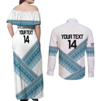 Custom Fiji Tapa Rugby 2025 Couples Matching Off Shoulder Maxi Dress and Long Sleeve Button Shirt Go Champions Fijiana LT14 - Polynesian Pride