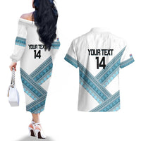 Custom Fiji Tapa Rugby 2025 Couples Matching Off The Shoulder Long Sleeve Dress and Hawaiian Shirt Go Champions Fijiana LT14 - Polynesian Pride