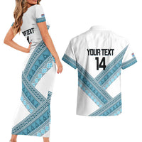 Custom Fiji Tapa Rugby 2025 Couples Matching Short Sleeve Bodycon Dress and Hawaiian Shirt Go Champions Fijiana LT14 - Polynesian Pride