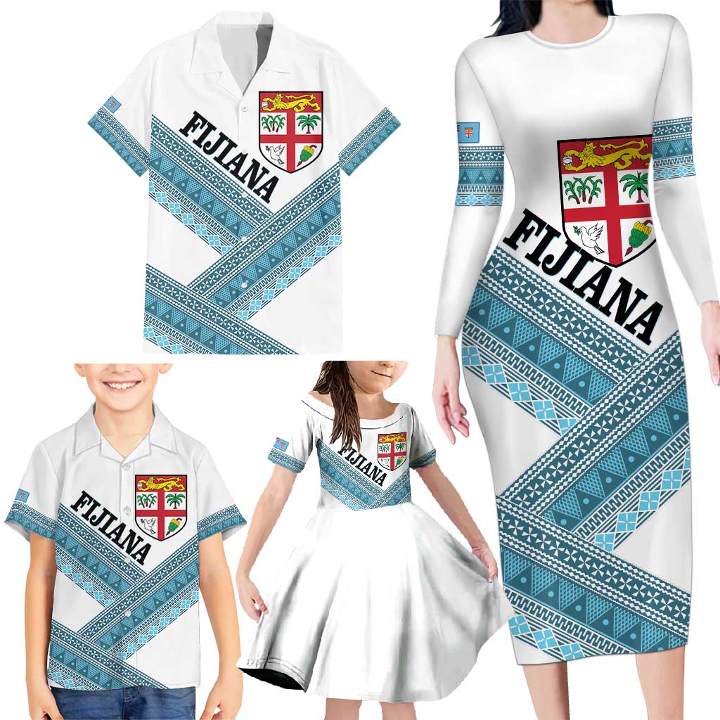 Custom Fiji Tapa Rugby 2025 Family Matching Long Sleeve Bodycon Dress and Hawaiian Shirt Go Champions Fijiana LT14 - Polynesian Pride