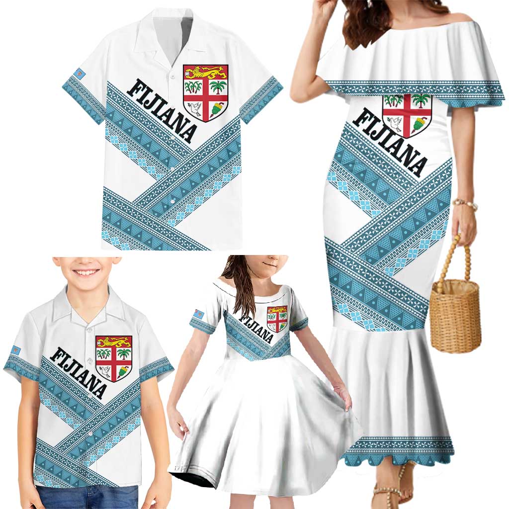 Custom Fiji Tapa Rugby 2025 Family Matching Mermaid Dress and Hawaiian Shirt Go Champions Fijiana LT14 - Polynesian Pride