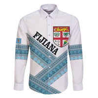 Custom Fiji Tapa Rugby 2025 Family Matching Mermaid Dress and Hawaiian Shirt Go Champions Fijiana LT14 Dad's Shirt - Long Sleeve White - Polynesian Pride