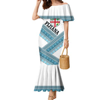 Custom Fiji Tapa Rugby 2025 Family Matching Mermaid Dress and Hawaiian Shirt Go Champions Fijiana LT14 Mom's Dress White - Polynesian Pride