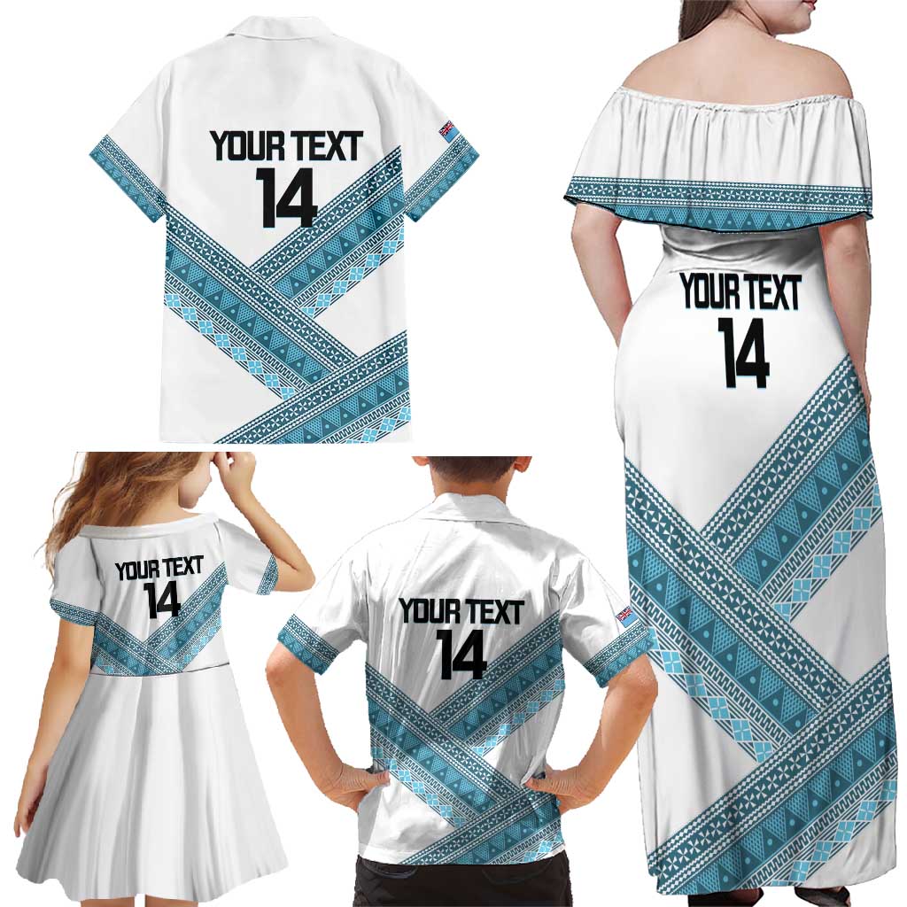 Custom Fiji Tapa Rugby 2025 Family Matching Off Shoulder Maxi Dress and Hawaiian Shirt Go Champions Fijiana LT14 - Polynesian Pride