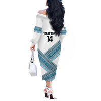 Custom Fiji Tapa Rugby 2025 Off The Shoulder Long Sleeve Dress Go Champions Fijiana LT14 - Polynesian Pride