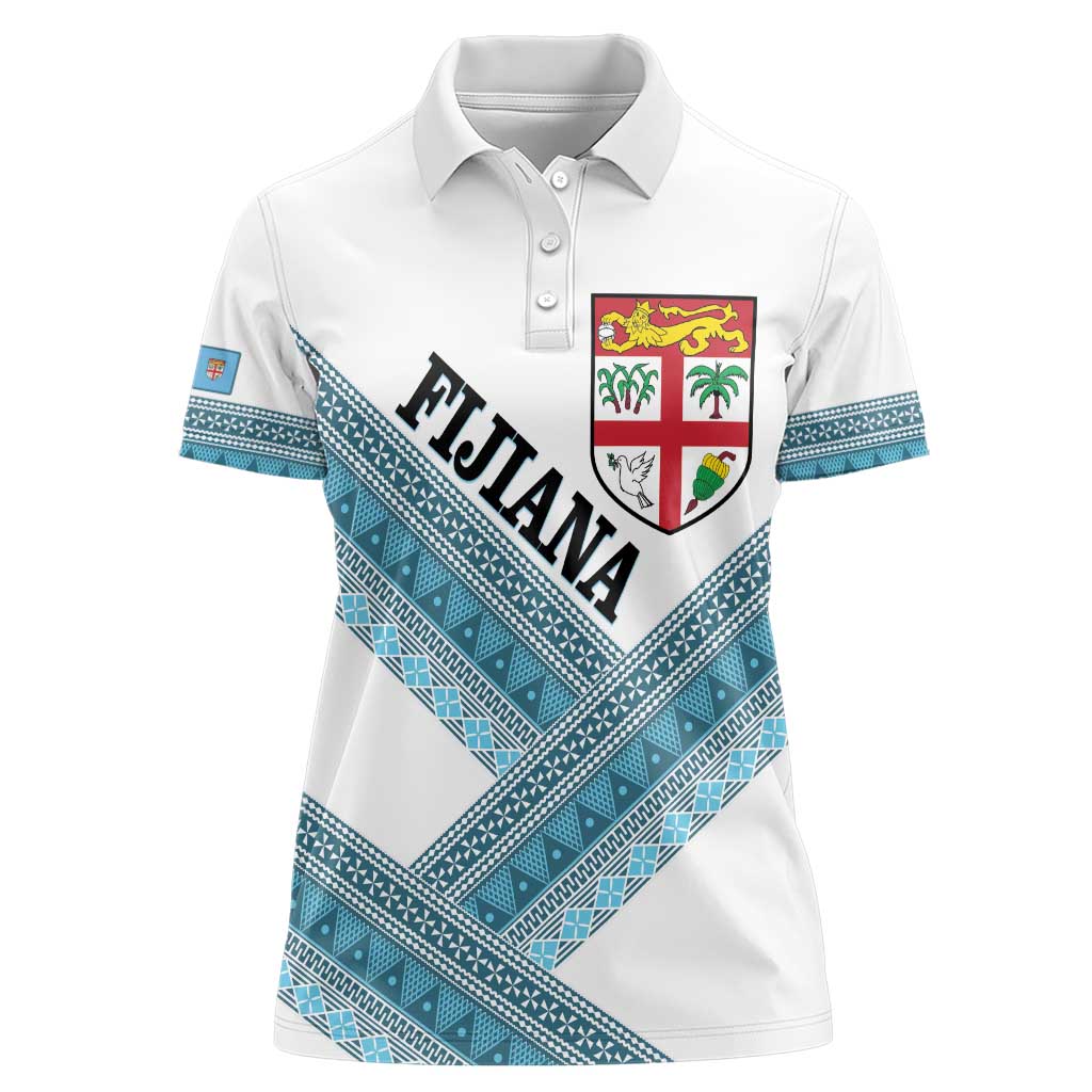Custom Fiji Tapa Rugby 2025 Women Polo Shirt Go Champions Fijiana LT14 Female White - Polynesian Pride