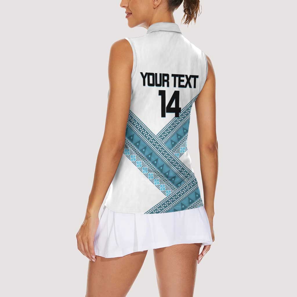 Custom Fiji Tapa Rugby 2025 Women Sleeveless Polo Shirt Go Champions Fijiana LT14 - Polynesian Pride