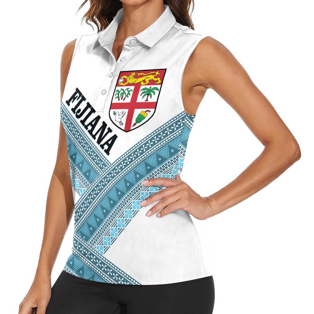 Custom Fiji Tapa Rugby 2025 Women Sleeveless Polo Shirt Go Champions Fijiana LT14 - Polynesian Pride