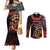 Cook Islands ANZAC Day Couples Matching Mermaid Dress and Long Sleeve Button Shirt Poppies With Sea Turtle LT14 Red - Polynesian Pride