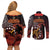 Cook Islands ANZAC Day Couples Matching Off Shoulder Short Dress and Long Sleeve Button Shirt Poppies With Sea Turtle LT14 - Polynesian Pride