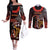 Cook Islands ANZAC Day Couples Matching Off The Shoulder Long Sleeve Dress and Long Sleeve Button Shirt Poppies With Sea Turtle LT14 Red - Polynesian Pride