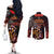 Cook Islands ANZAC Day Couples Matching Off The Shoulder Long Sleeve Dress and Long Sleeve Button Shirt Poppies With Sea Turtle LT14 - Polynesian Pride