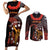 Cook Islands ANZAC Day Couples Matching Short Sleeve Bodycon Dress and Long Sleeve Button Shirt Poppies With Sea Turtle LT14 Red - Polynesian Pride