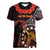 Cook Islands ANZAC Day Women V Neck T Shirt Poppies With Sea Turtle LT14 Female Red - Polynesian Pride